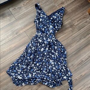 DKNY  floral Navy Blue Wrap Dress